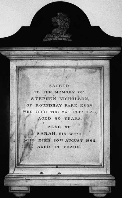 Stephen Nicholsons funeral monument