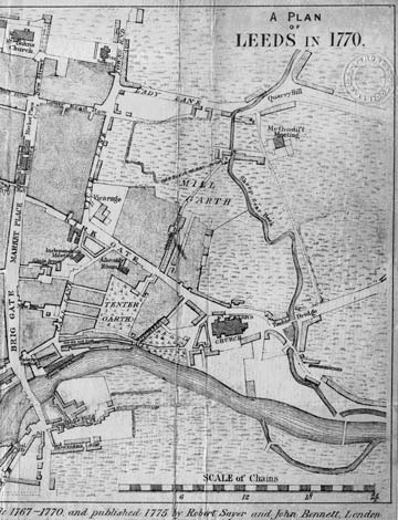 Eastern half of ‘A Plan of Leeds in 1770’