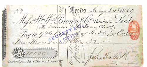 Colonel Norths cheque to buy Kirkstall Abbey